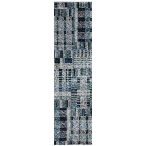 Oriental Weavers Atlas Area Rug - 752B0-2'6" x 12' - in Blue - Modern Style, Stain Resistant, Family and Pet Friendly, Entryway, Hallway Runner Rug