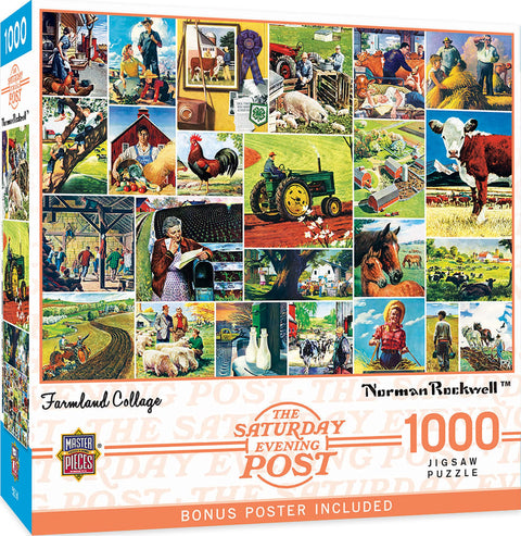 MasterPieces 1000 Piece Jigsaw Puzzle for Adults, Family, Or Youth - Farmland Collage - 19.25"x26.75"