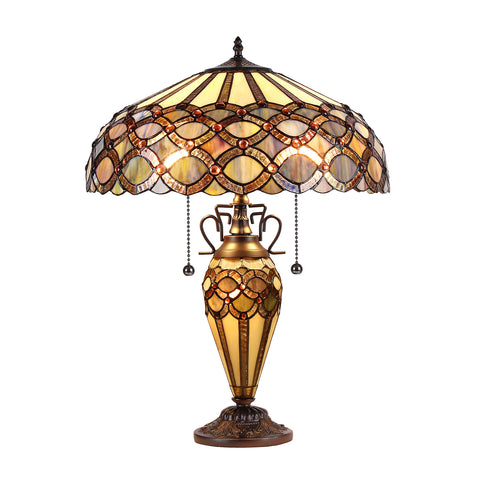 Chloe Lighting CH38435GG18-DT3 Prisma Tiffany-Style Table Lamp with Shade, 25.2 x 18.1 x 18.1", Multicolor
