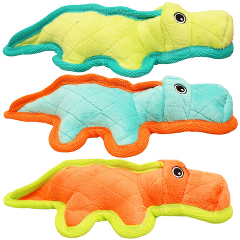 Boss Pet Chomper 11" Junior Gladiator Gator with Ballistic Nylon Edging & Hidden Dog Toy, Medium, Multicolor