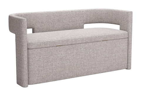 Zuo Papua Storage Bench Gray, Gray Bench, Modern Style, Plain Fabric, Seats up to 2, Plywood, Indoor Living, 54.3" W x 20.9" D x 27.6" H