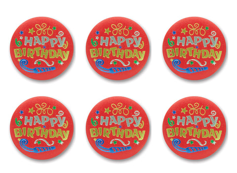 Beistle 6-Pack Happy Birthday Satin Button, 2-Inch