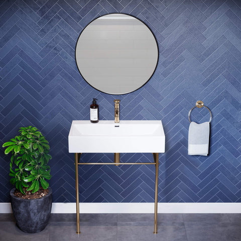 Swiss Madison Well Made Forever SM-CS722, Claire 30" Ceramic Console Sink In Glossy White Basin