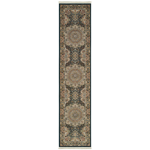 Oriental Weavers Masterpiece Area Rug - 5501K - 2'3" x 10' - in Dark Blue/Multi - Vintage Inspired, Stain Resistant, Family and Pet Friendly, Entryway, Hallway Runner Rug