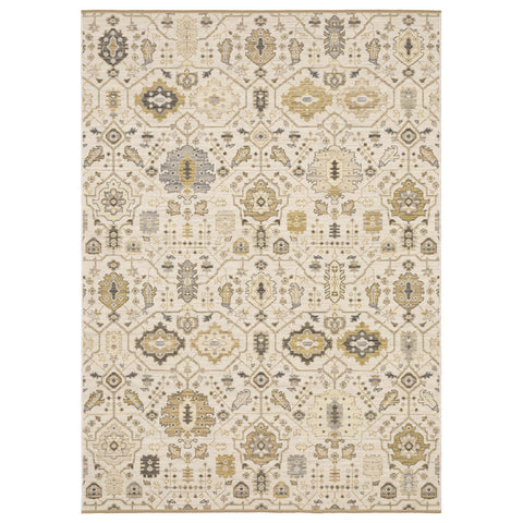 Oriental Weavers Acacia ACA11 Machine Woven Area Rug - 7'10" x 10'10" - in Beige/Gold - Casual Style Dining Room, Living Room, Family Room Rug