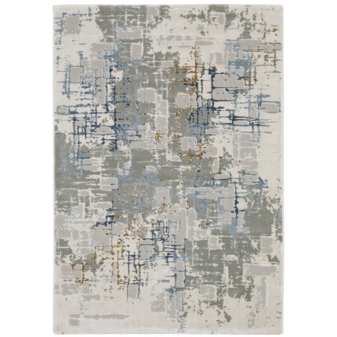 Oriental Weavers Easton Area Rug - 8111X - 7'10" x 10'10" - in Grey/Blue - Modern Industrial Style, Stain Resistant, Family and Pet Friendly, Dining, Living Room Rug