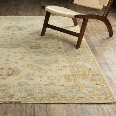 Oriental Weavers Palace Hand-Made Wool Area Rug - 10307-8' x 10' - in Beige/Grey - Vintage Inspired, Hand-Made Wool Rugs, Dining, Living Room Rug