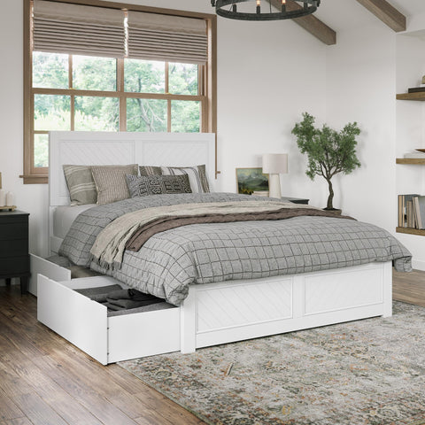 AFI, Canyon Queen Platform Bed with Matching Footboard & Storage Drawers, White