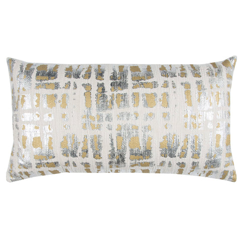 Rizzy Home T12867 Decorative Lumbar Throw Pillow Cover 14" x 26" Ivory/Gold