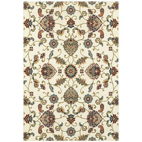 Oriental Weavers Kashan Area Rug - 9946W - 6'7" x 9'6" - in Ivory/Multi - Vintage Inspired, Stain Resistant, Family and Pet Friendly, Dining, Living Room Rug