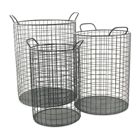 Crafton Set of 3 Metal Cylinder Wire Baskets