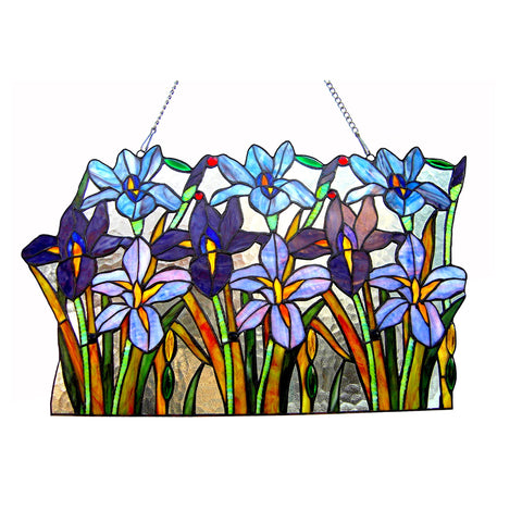 Chloe Lighting CH1P194PF24-GPN 24' Wide Ariana Tiffany-Glass Iris Window Panel, One Size