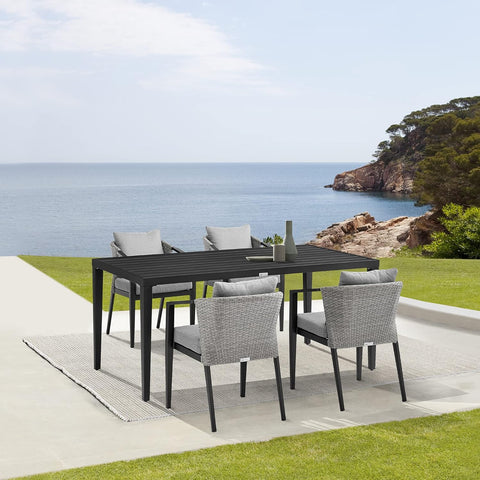 Armen Living Aileen Modern Outdoor Patio Dining Set, 5 Piece, Black