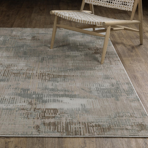 Oriental Weavers Mallory Area Rug - MAL03-3'3" x 5' - in Beige/Blue - Contemporary Style, Stain Resistant, Family and Pet Friendly, Entrway, Bedroom Rug