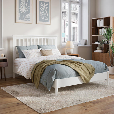 AFI, Becket Full Solid Wood Low Profile Platform Bed, White