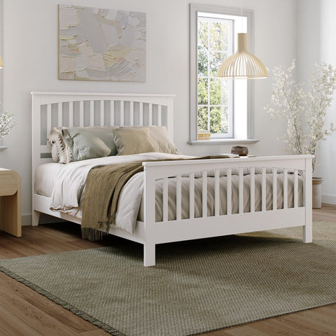 AFI, Camilla Queen Low Profile Platform Bed with Matching Footboard, White