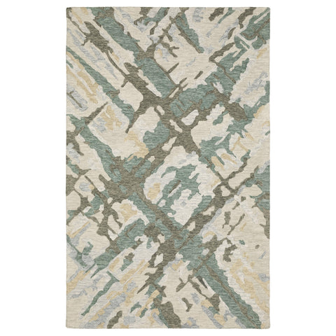 Oriental Weavers Kipton Hand-Made Wool Area Rug - KIP08-10' x 13' - in Grey/Teal - Modern Style, Hand-Made Wool Rugs, Family, Dining, Living Room Rug