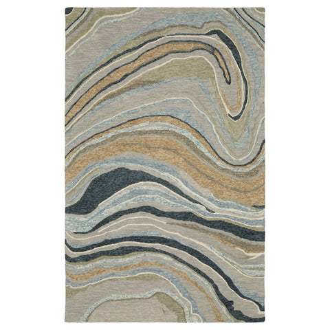 Oriental Weavers Kipton Hand-Made Wool Area Rug - KIP07-10' x 13' - in Grey/Blue - Modern Style, Hand-Made Wool Rugs, Family, Dining, Living Room Rug