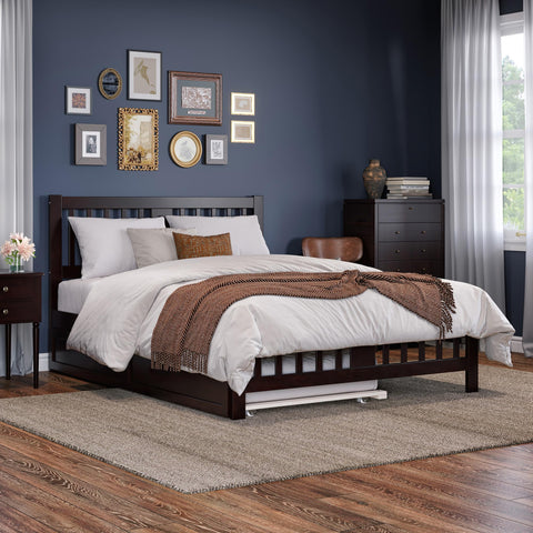 AFI, Tahoe Queen Platform Bed with Matching Footboard, Twin XL Trundle, Espresso