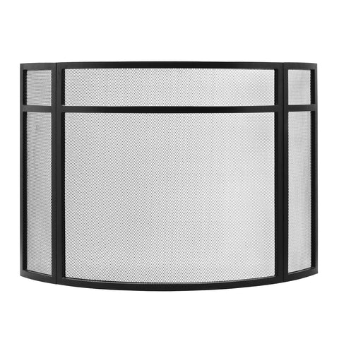 Minuteman International X800493 Panelled Curved Three-Fold Fireplace Screen, Black