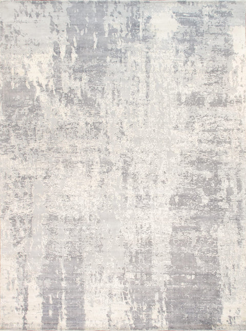 Pasargad Home Mirage Bamboo Silk Area Rug, Hand-Loomed Abstract Rugs for Living Room, Bedroom, Home Dining - 7' 9" X 9' 9", Grey