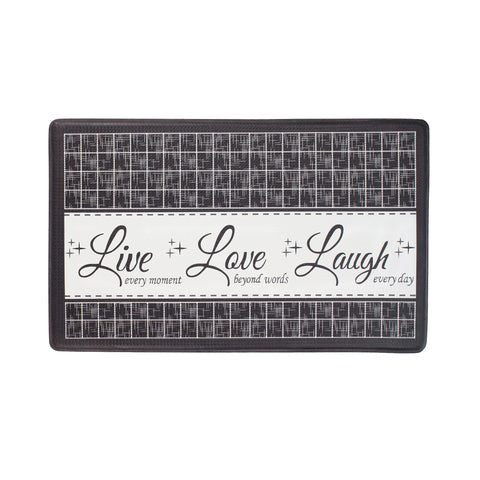 ACHIM Anti-Fatigue Floor Comfort Mat - 18 x 30 Inch (Live, Love, Laugh Charcoal) - Waterproof Non-Slip Rug - Easy to Clean Cushioned Mat for Kitchen, Bathroom, Standing Desk & Office Home Decor