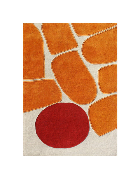 ZnZ Rugs Gallery 40073_5x8 Hand Made New Zealand Blend Wool/Hand Tufted Rug, 5-Inch by 8-Feet, Orange/Pompeian Red