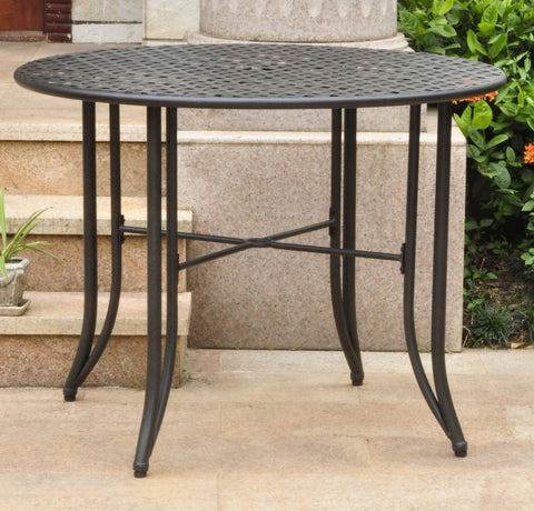 International Caravan 657100-OG-165262-O-852746 Iron Outdoor Patio Dining Table, 40", Antique Black
