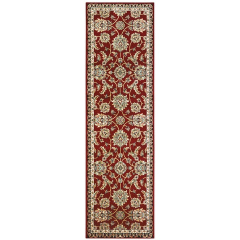 Oriental Weavers Kashan Area Rug - 370RI - 2'3" x 7'6" - in Red/Multi - Vintage Inspired, Stain Resistant, Family and Pet Friendly, Entryway, Hallway Runner Rug
