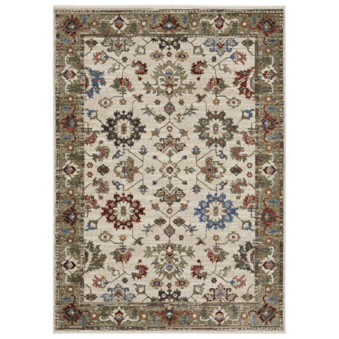 Oriental Weavers Hastings Area Rug - HA03W - 3'10" x 5'5" - in Ivory/Green - Vintage Inspired, Stain Resistant, Family and Pet Friendly, Entrway, Bedroom Rug
