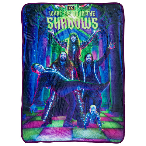 Silver Buffalo What We Do in the Shadows Disco Featuring Nadja, Guillermo de la Cruz, Nandor the Relentless, Laszlo Cravensworth, Colin Robinson 45" x 60" Fleece Throw, Soft and Cozy Blanket, 180 GSM