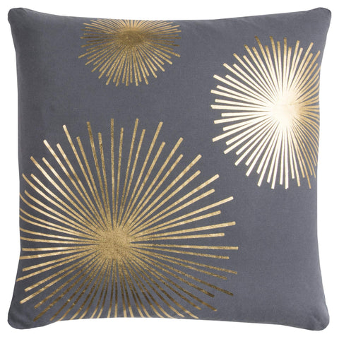 Rizzy Home | T11964 | Cover Only Decorative Pillow | 20"x20" Gray/Metallic/Yellow