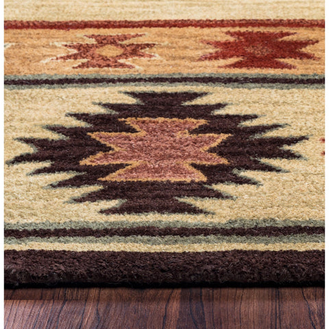 Rizzy Home Alora Decor Ryder 2'6" x 10' Tribal Khaki/Brown/Burgundy/Sage Hand-Tufted Rug