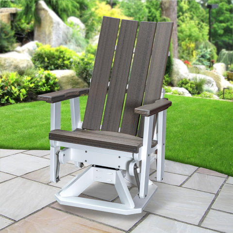 American Furniture Classics Model 410CGWT Brandon Swivel Glider in Coastal Gray on a White Base