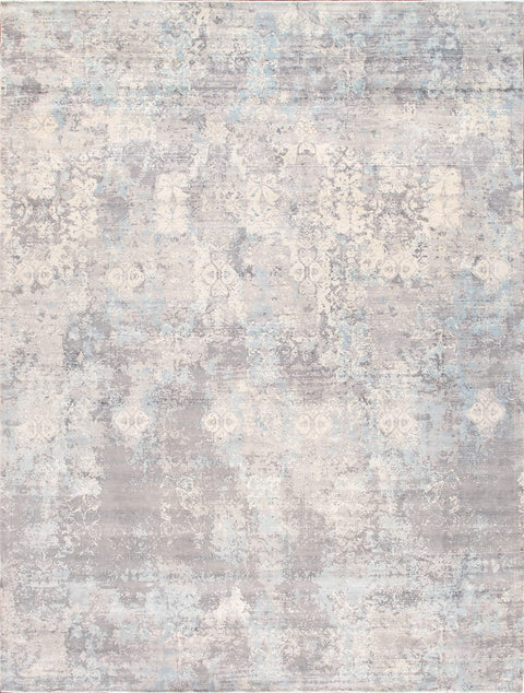 Pasargad Home Mirage Bamboo Silk Area Rug, Hand-Loomed Abstract Rugs for Living Room, Bedroom, Home Dining - 6' 0" X 9' 0", Grey