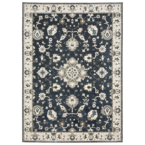 Oriental Weavers Ellington Area Rug - ELL08-7'10" x 10'10" - in Blue/Multi - Vintage Inspired, Stain Resistant, Family and Pet Friendly, Dining, Living Room Rug