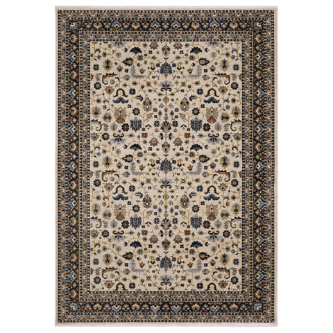Oriental Weavers Eliana Area Rug - ELI02-6'7" x 9'6" - in Beige/Multi - Vintage Inspired, Stain Resistant, Family and Pet Friendly, Dining, Living Room Rug