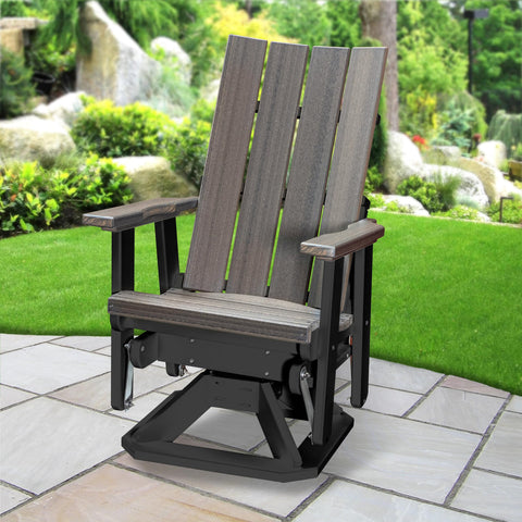 American Furniture Classics Model 410CGBK Brandon Swivel Glider in Coastal Gray on a Black Base