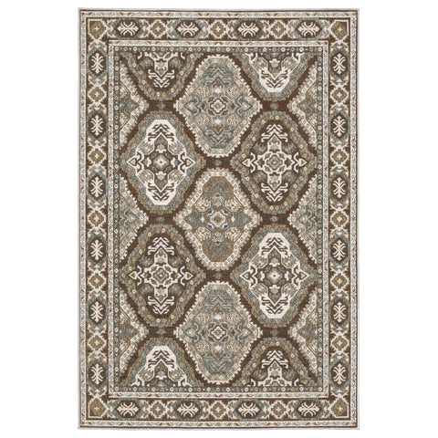 Oriental Weavers Ellington Area Rug - ELL03-6'7" x 9'6" - in Blue/Grey - Vintage Inspired, Stain Resistant, Family and Pet Friendly, Dining, Living Room Rug