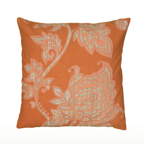 Rizzy Home | T06534 | Poly Fill Decorative Pillow | 18"x18" Orange Floral