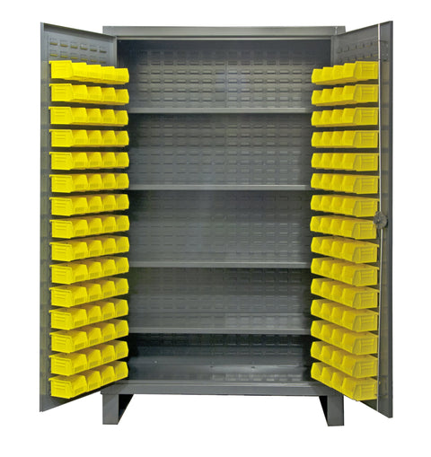 Durham Extra Heavy Duty Welded 12 Gauge Steel Cabinet with 120 Bins, HDC48-120-4S95, 1200 lbs Shelf Capacity, 24" Length x 48" Width x 78" Height, 4 Shelves