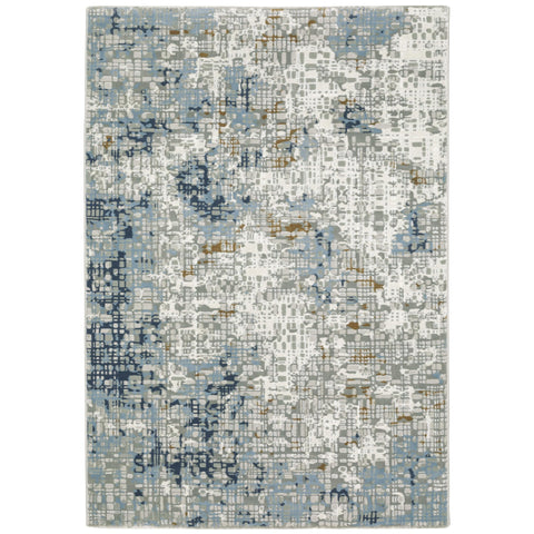 Oriental Weavers Easton Area Rug - 011E3-6'7" x 9'6" - in Blue/Ivory - Modern Style, Stain Resistant, Family and Pet Friendly, Dining, Living Room Rug