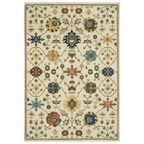 Oriental Weavers Francesca Area Rug - FR02M - 7'10" x 10'10" - in Ivory/Gold - Vintage Inspired, Stain Resistant, Family and Pet Friendly, Dining, Living Room Rug
