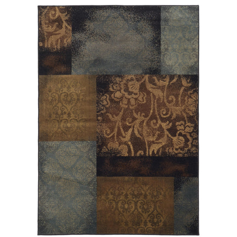 Oriental Weavers Hudson Area Rug - 4878B - 7'8" x 10'10" - in Blue/Brown - Eclectic Global Style, Stain Resistant, Family and Pet Friendly, Dining, Living Room Rug
