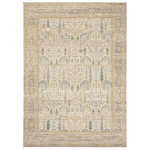 Oriental Weavers Acacia Machine Woven Area Rug - ACA14-9'10" x 12'10" - in Beige/Green - Traditional Style Living Room, Family Room, Dining Room Rug