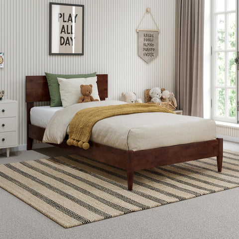 AFI, Aria Twin Solid Wood Modern Low Profile Platform Bed, Walnut