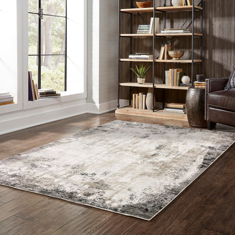Oriental Weavers Nebulous Area Rug - 7151E - 5'3" x 7'6" - in Grey/Ivory - Modern Style, Stain Resistant, Family and Pet Friendly, Bedroom, Office Rug