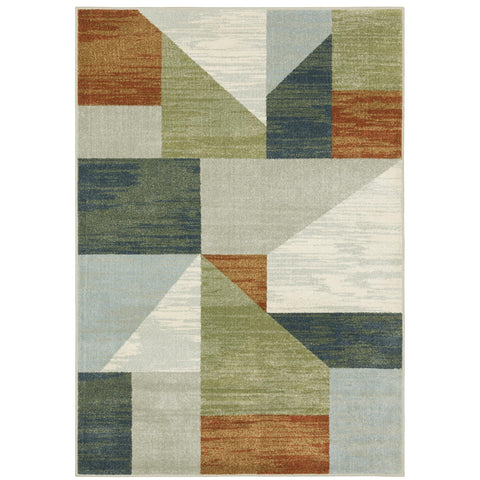Oriental Weavers Branson Area Rug - BR11A - 7'10" x 10' - in Grey/Multi - Modern Style, Stain Resistant, Family and Pet Friendly, Dining, Living Room Rug