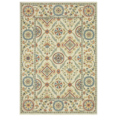Oriental Weavers Francesca Area Rug - FR07A - 9'10" x 12'10" - in Ivory/Multi - Vintage Inspired, Stain Resistant, Family and Pet Friendly, Family, Dining, Living Room Rug