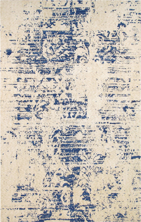 Pasargad Home Modern Collection Hand-Tufted Beige/Blue Area Rug with Cotton Backing- 5' 0'' X 8' 0''